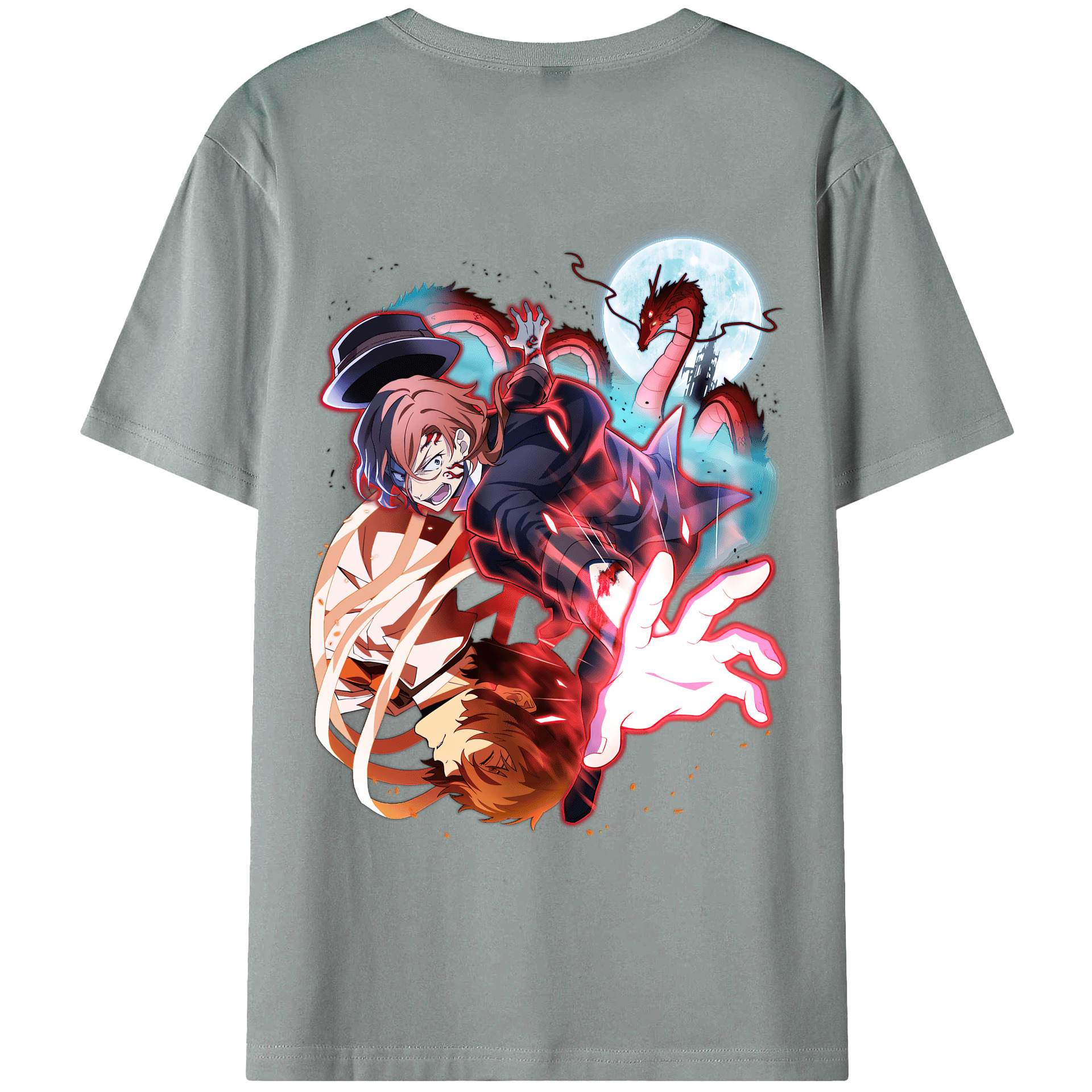 （画像用） 文豪ストレイドッグス Bungo Stray Dogs 綿100％ メンズ半袖Tシャツ（バックプリント） 通気性